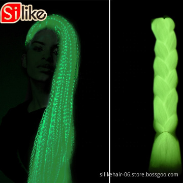 New Arrive Glowing Synthetic Jumbo Braids Shining Hair 24inch 100g 100% In The Darkness Crochet Braiding Synthetic Hair Braiding
